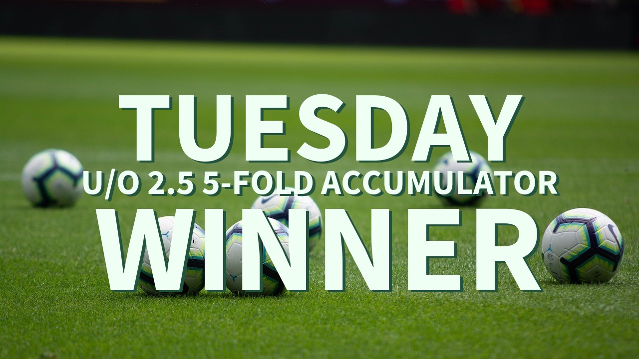 Tuesday 19/1 U/O 2.5 5-Fold Accumulator Wins!