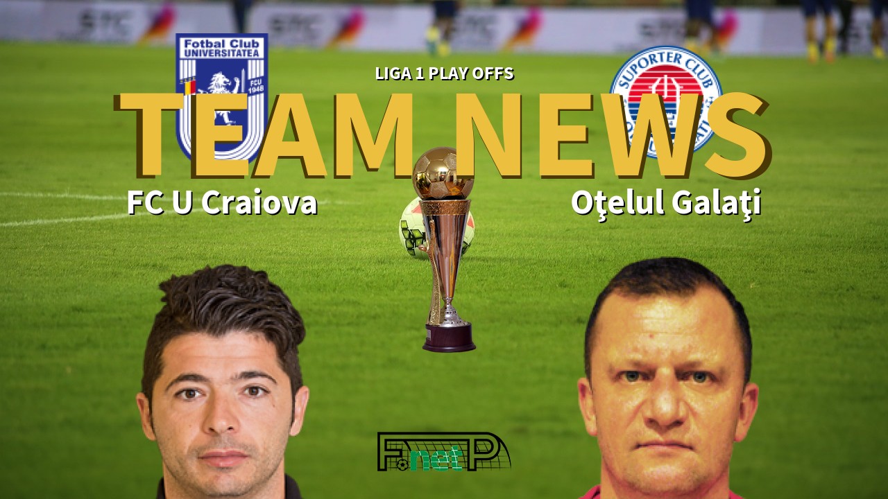 Liga 1 Play Offs News: FC U Craiova vs Oţelul Galaţi Confirmed Line-ups
