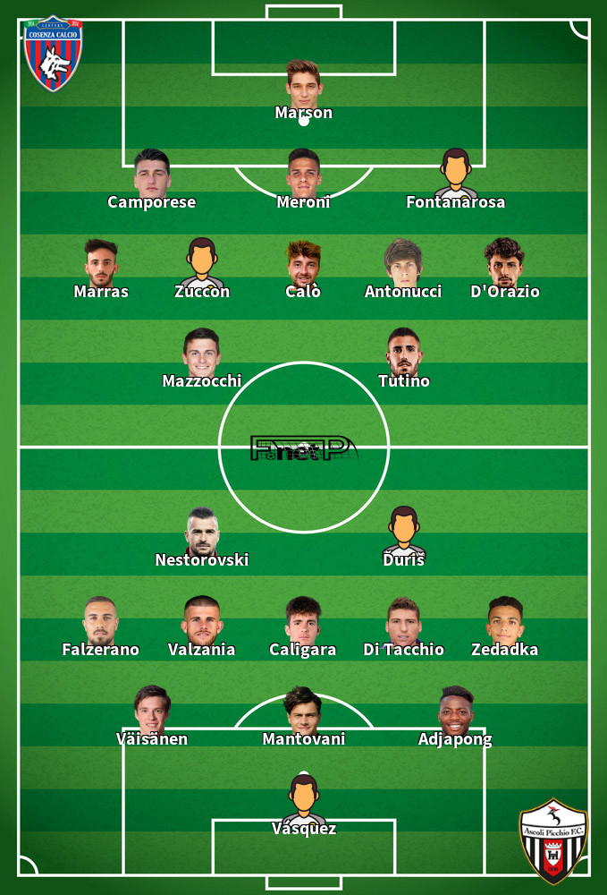 Ascoli v Cosenza Predicted Lineups 01-05-2024
