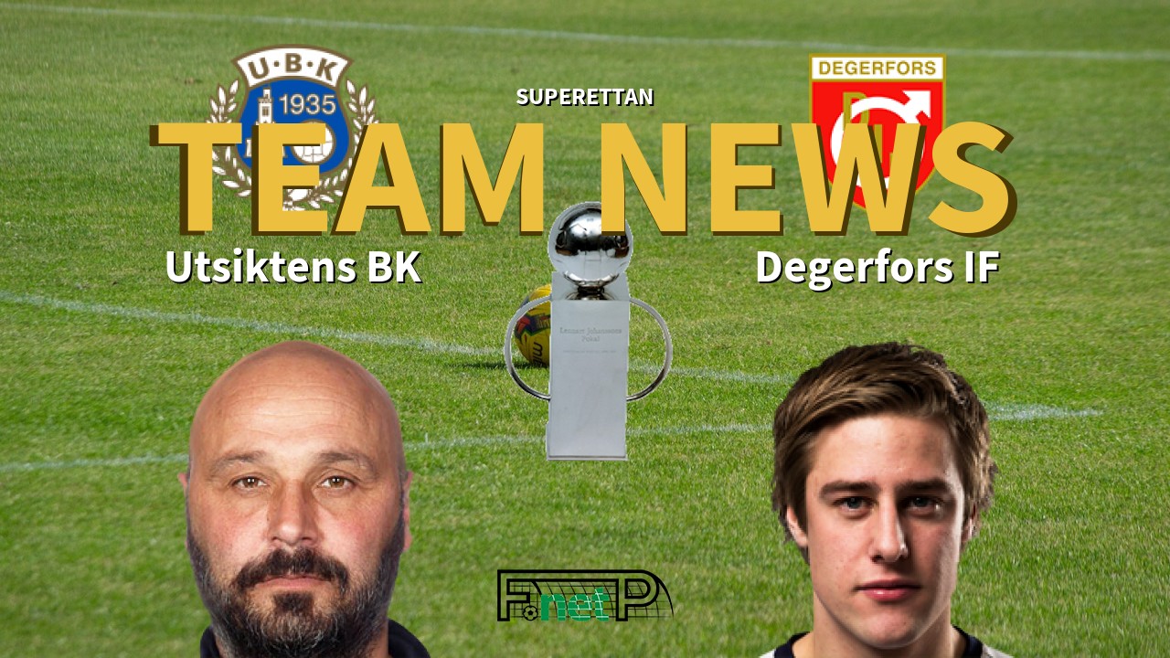 Superettan News: Utsiktens BK vs Degerfors IF Confirmed Line-ups