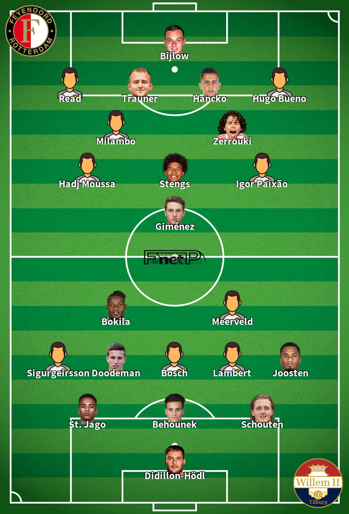 Willem II v Feyenoord Predicted Lineups 18-01-2025