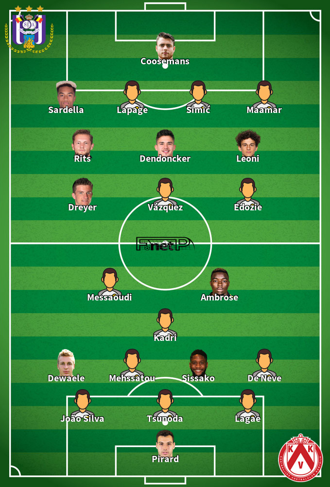 KV Kortrijk v RSC Anderlecht Composition d'équipe probable 19-01-2025