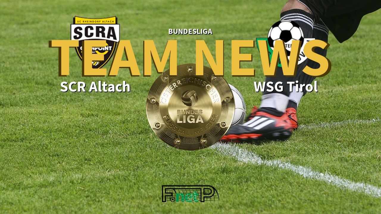 Bundesliga News: Cashpoint SCR Altach vs WSG Swarovski Tirol Confirmed Line-ups