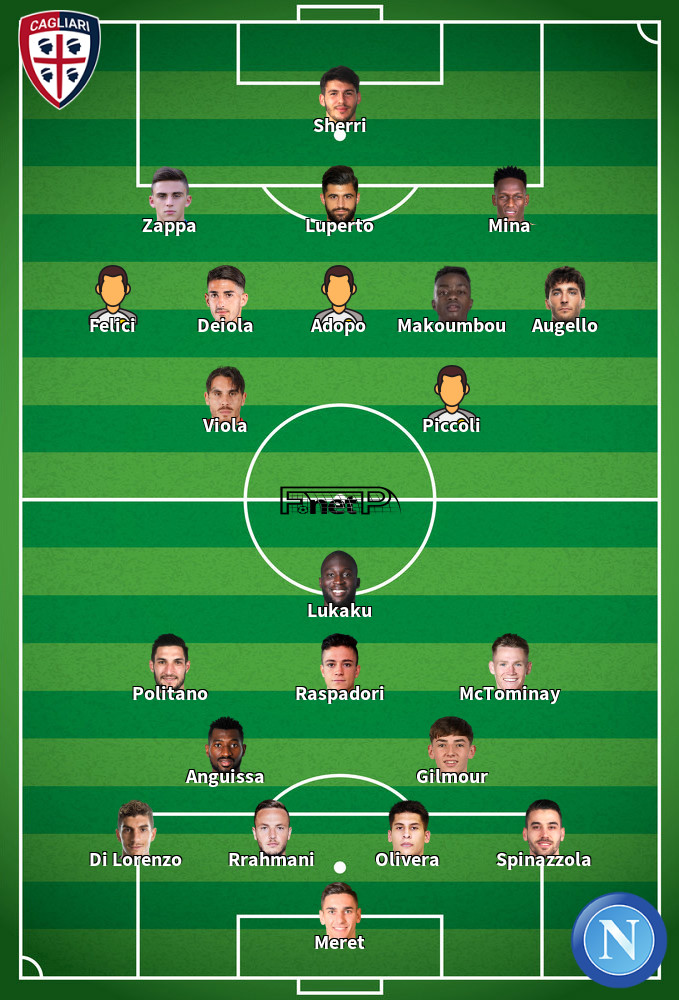 Napoli v Cagliari Mögliche Aufstellungen 23-05-2025