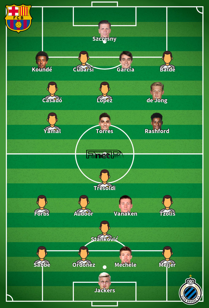 Club Brugge v Barcelona Predicted Lineups 05-11-2025