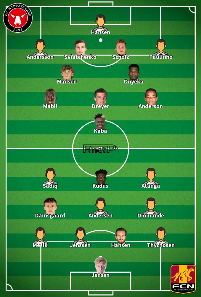 FC Nordsjælland v FC Midtjylland Predicted Lineups 05-07-2020